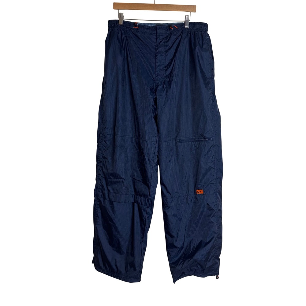 Nike Navy Blue Windbreaker Jogger Pants with Orange Accents